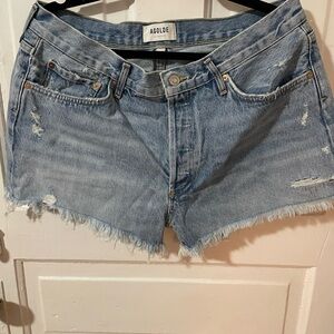 Agolde Light Blue Distressed Denim Shorts
Size 31